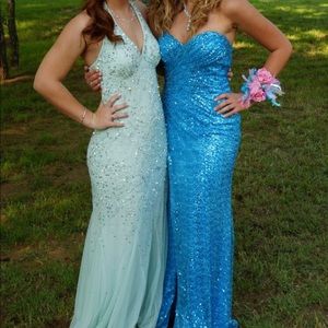 Adrianna Pappell Mint Green Sequin Halter Prom 4